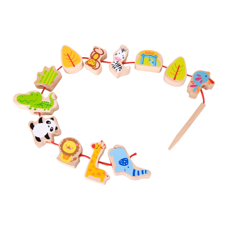 CLASSIC WORLD Medinės sriegimo kaladėlės ZOO 13 vnt – vaizdas 3