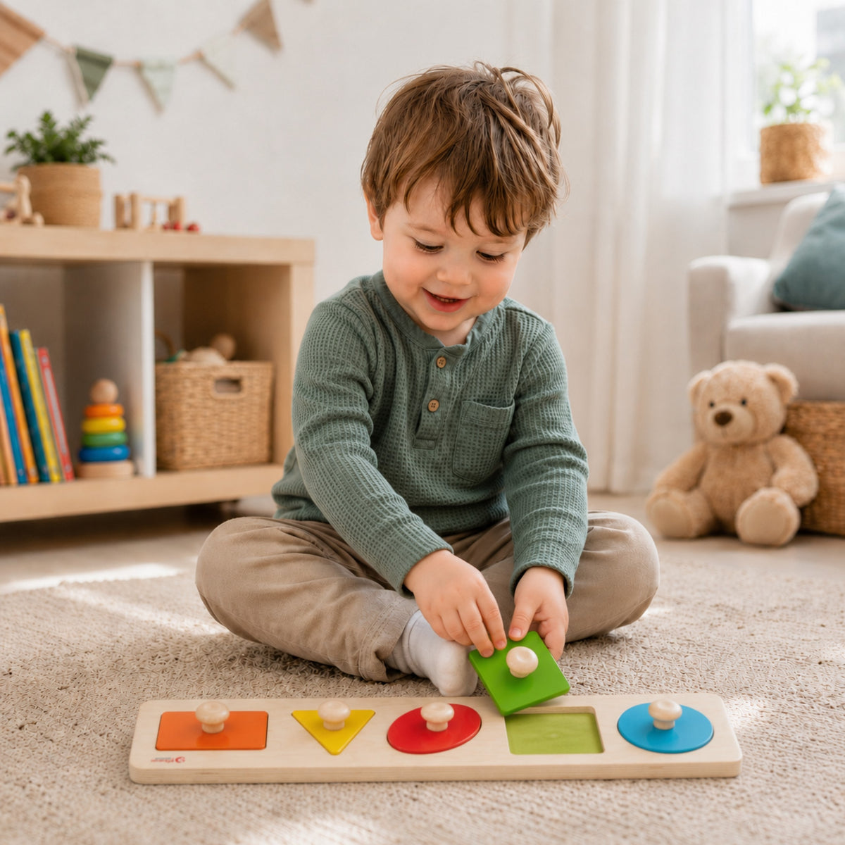 CLASSIC WORLD Medinė Geometrinė Dėlionė Montessori 6 vnt.