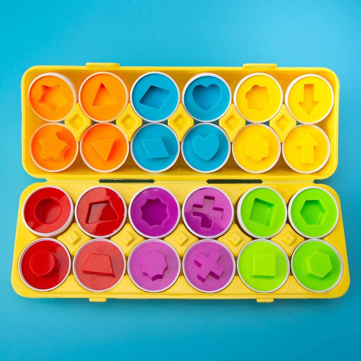 WOOPIE Montessori Kiaušiniai – Formų ir Spalvų Rūšiuoklis 12 vnt.