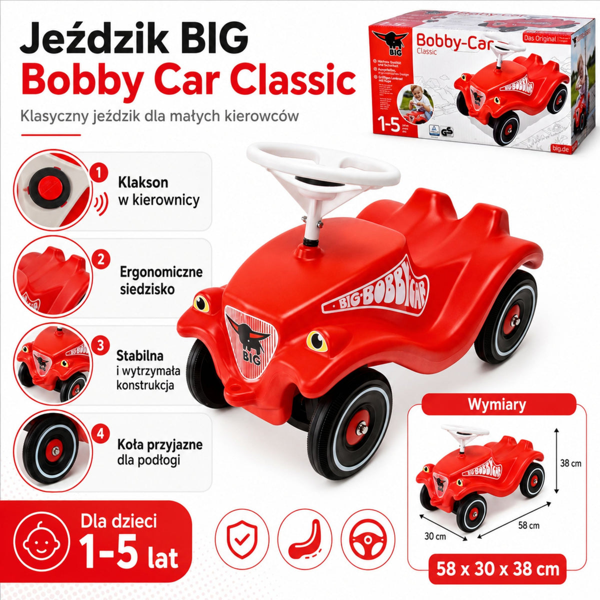 BIG Bobby Car Classic paspirtukas vaikams nuo 12 mėn.