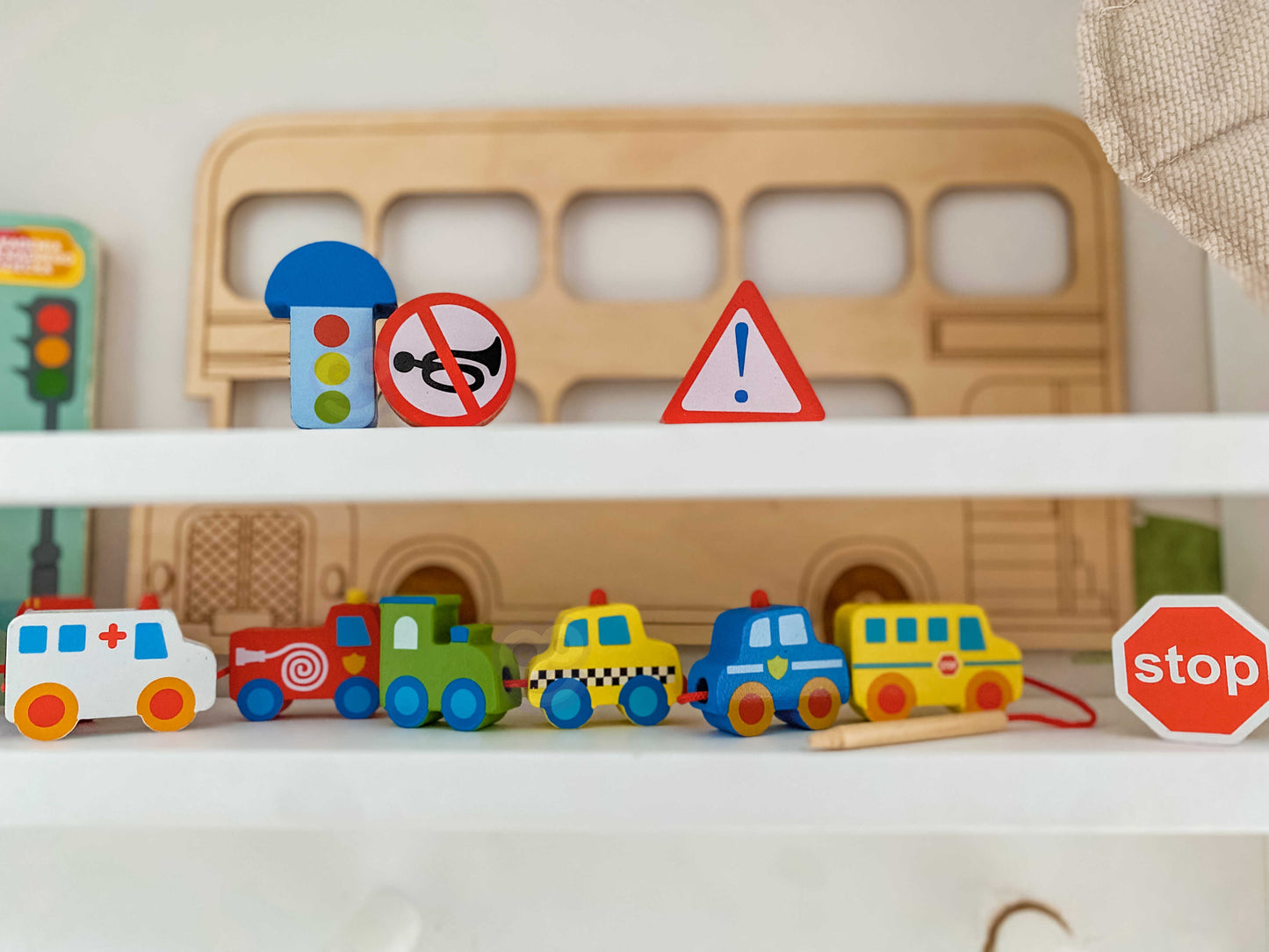 Woopie Green Mediniai Veriamo Kelių Transporto Priemonių Kaladėlės – 13 dalių Rinkinys – vaizdas 4