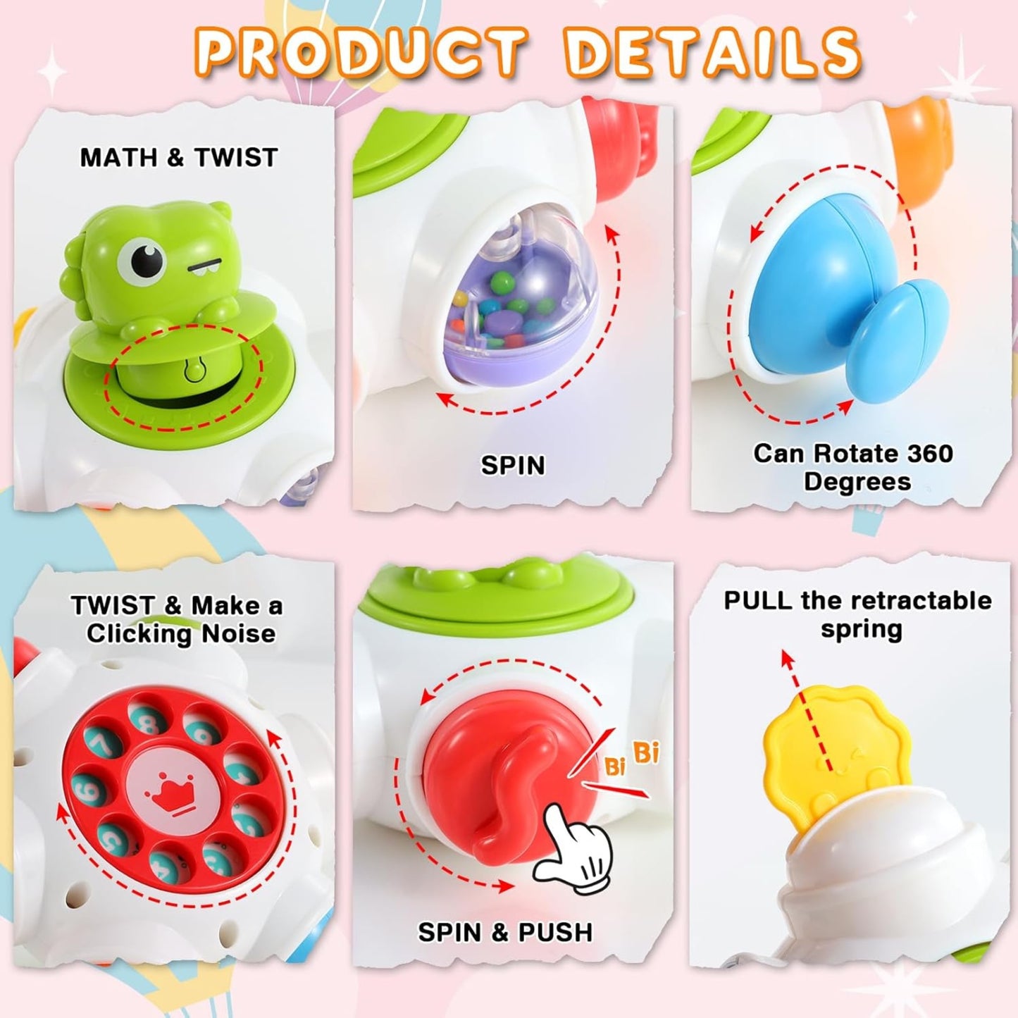 WOOPIE BABY Kosminė aktyvumo raketa – edukacinis sensorinis kubas 18 mėn+ – vaizdas 8