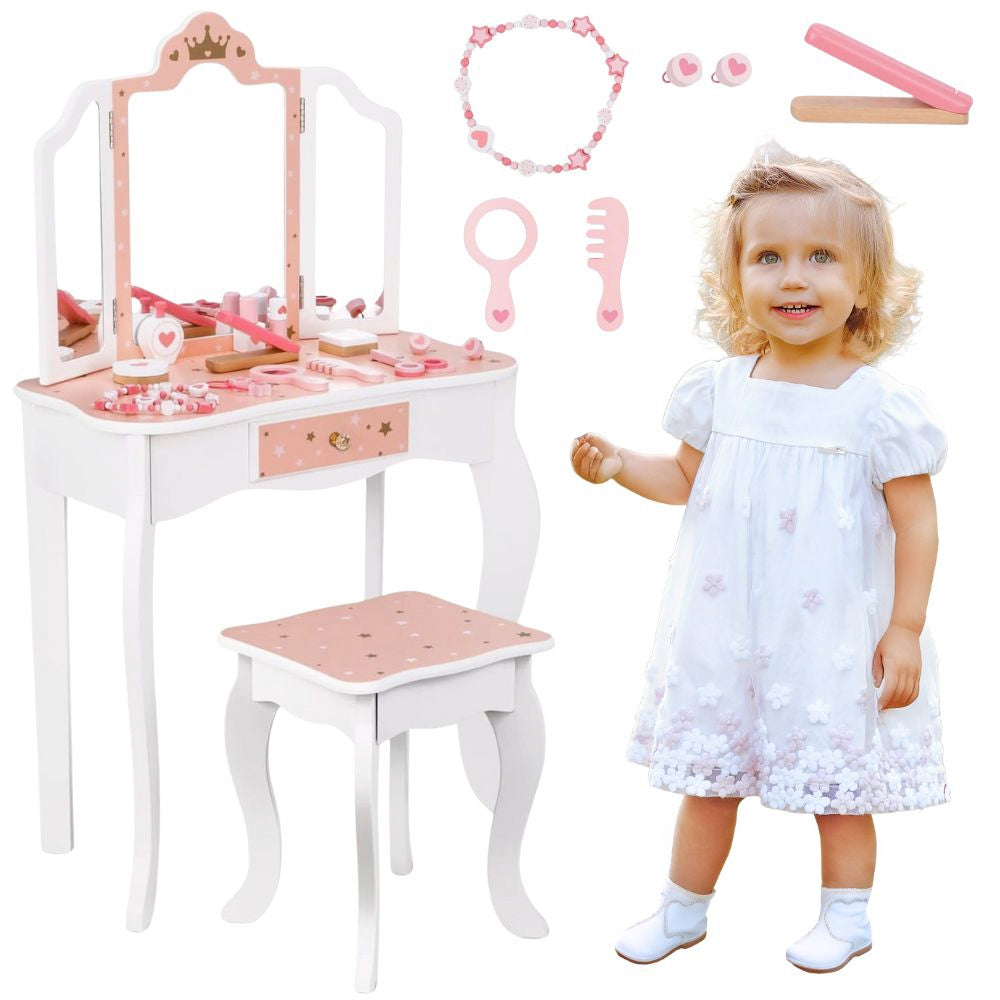 WOOPIE GREEN Medinis kosmetinis staliukas su veidrodžiu ir priedais – pagrindinis vaizdas