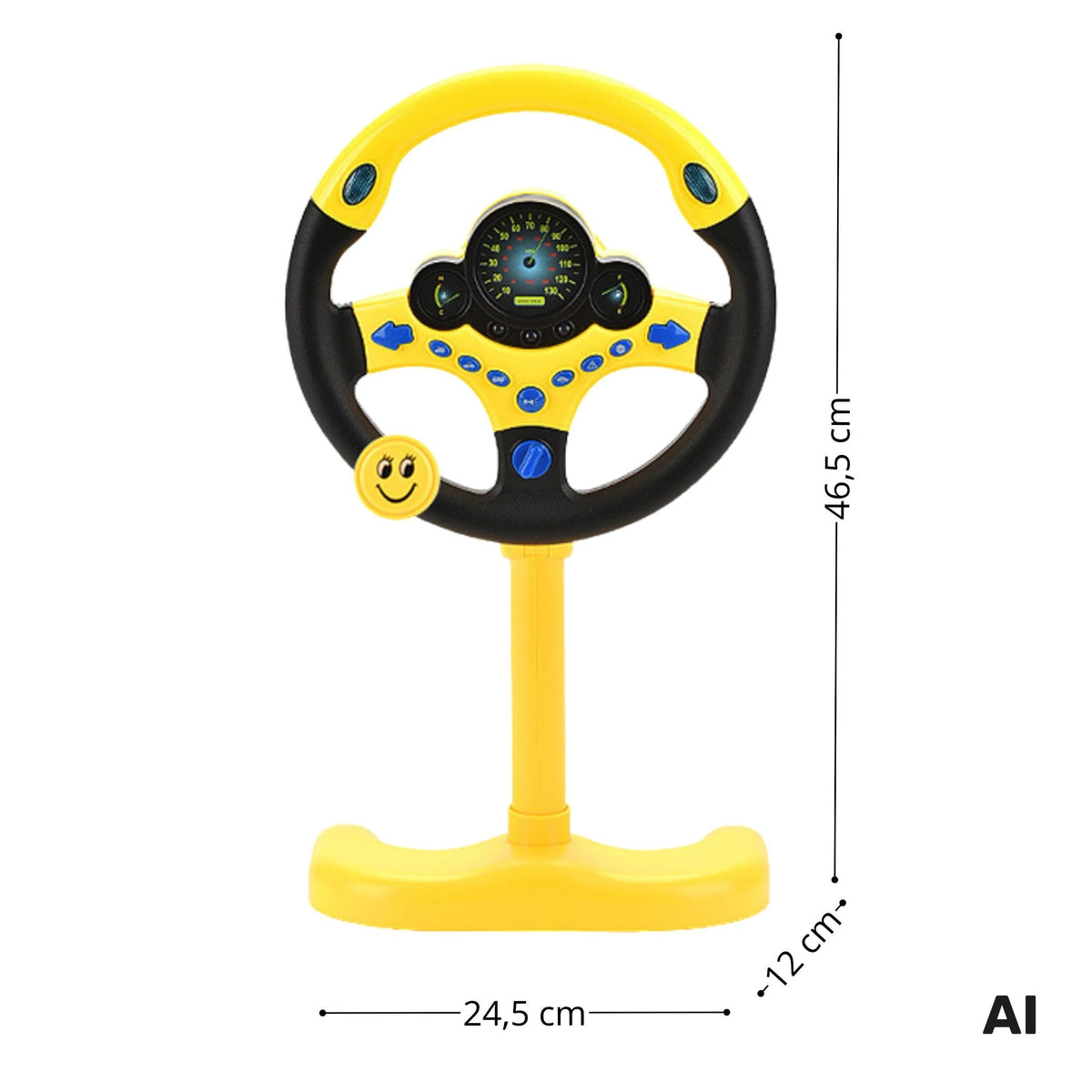WOOPIE Interaktyvus Automobilio Vairas su Šviesomis Geltonas