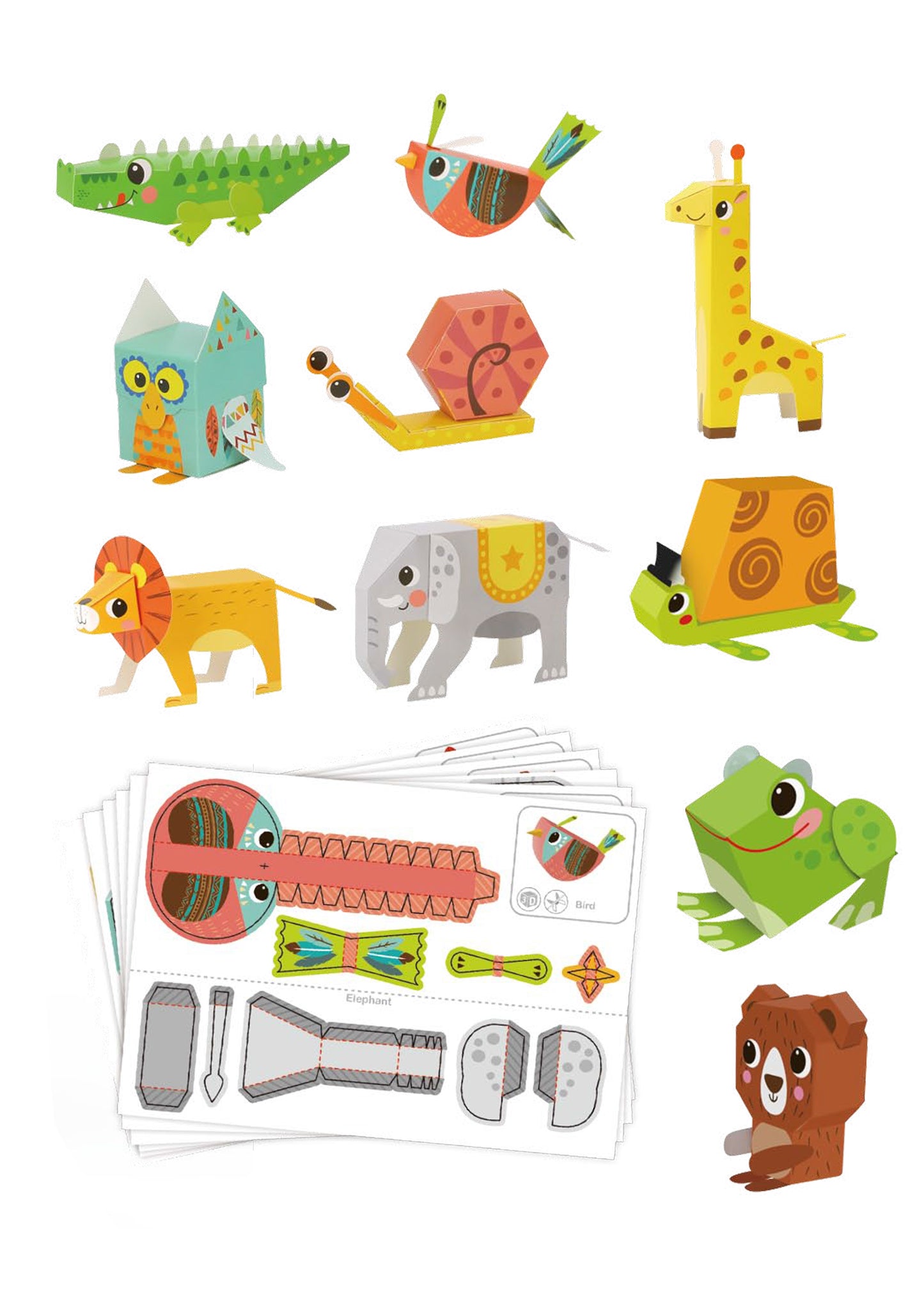 WOOPIE ART&FUN Kūrybinis rinkinys Origami 3D: 10 gyvūnėlių (Pasidaryk pats)