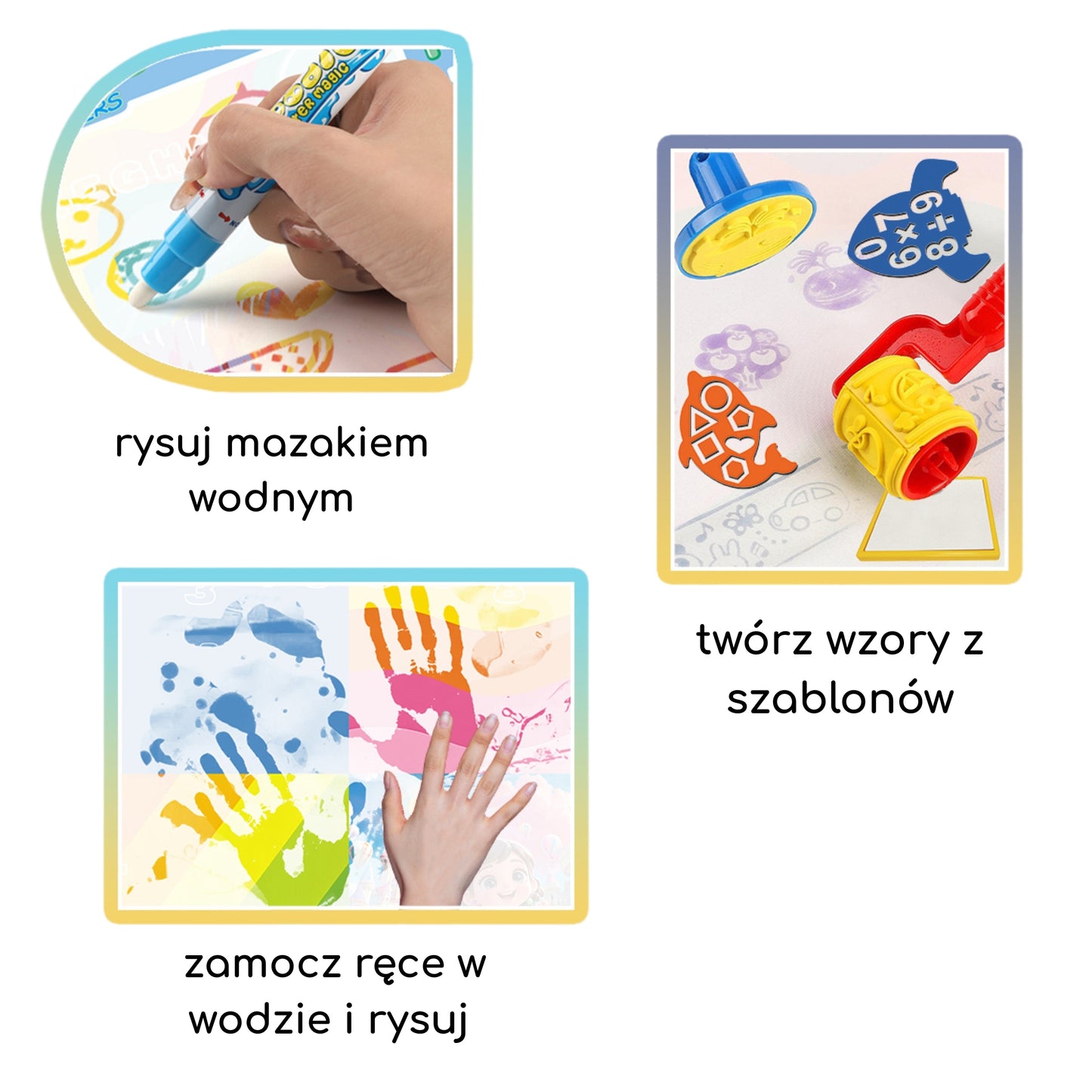 WOOPIE kūrybinis vandens piešimo kilimėlio rinkinys su priedais – vaizdas 2
