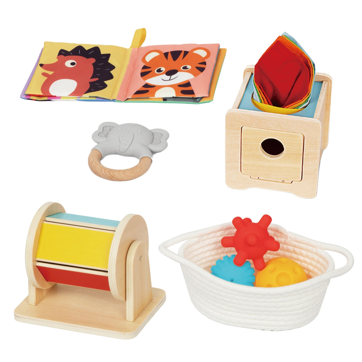 WOOPIE GREEN Montessori Lavinamoji Dėžutė 6in1 Kūdikiams 5-6 Mėn. 13 vnt. FSC