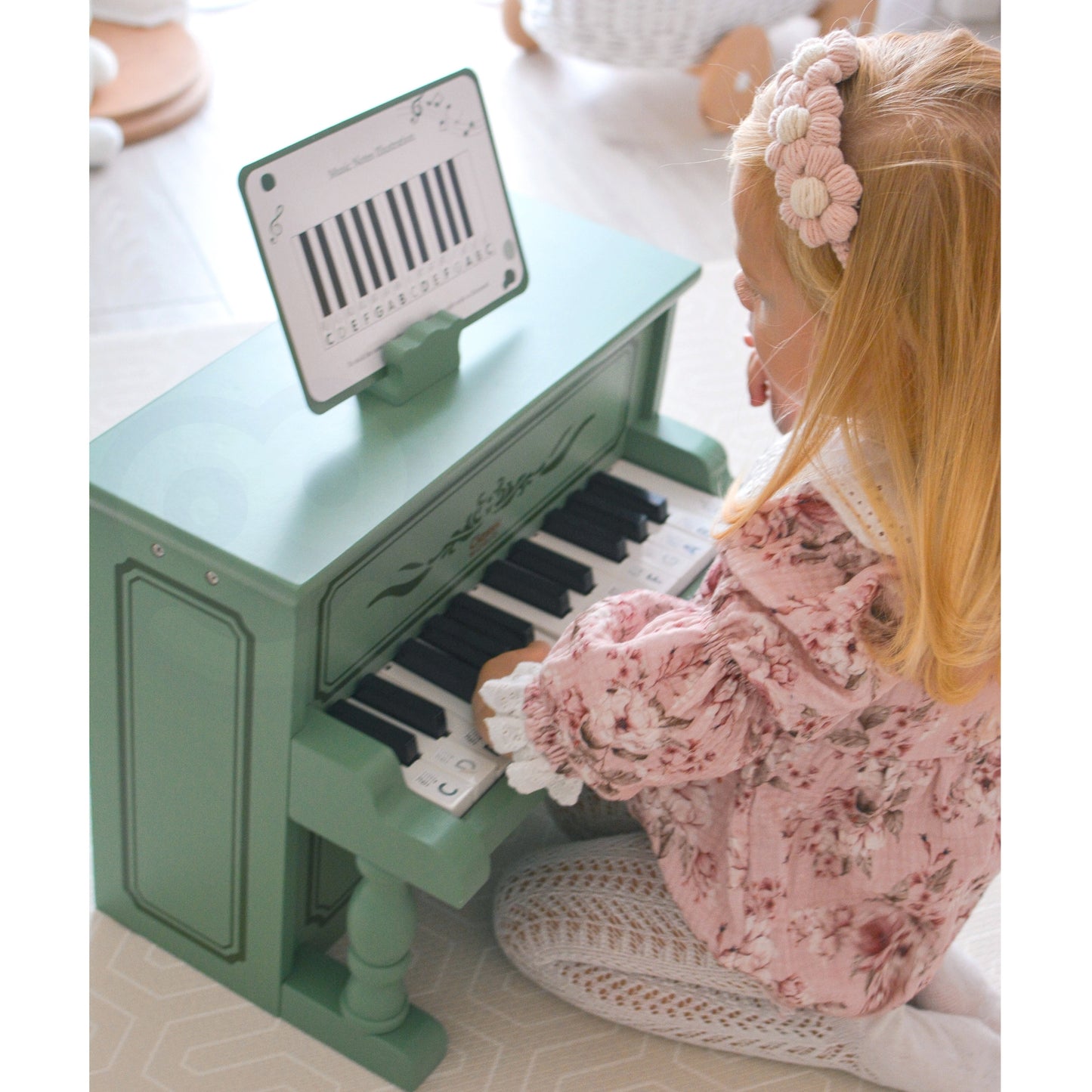 Classic World Vintažinis Medinis Pianinas Vaikams su Mokymosi Knyga