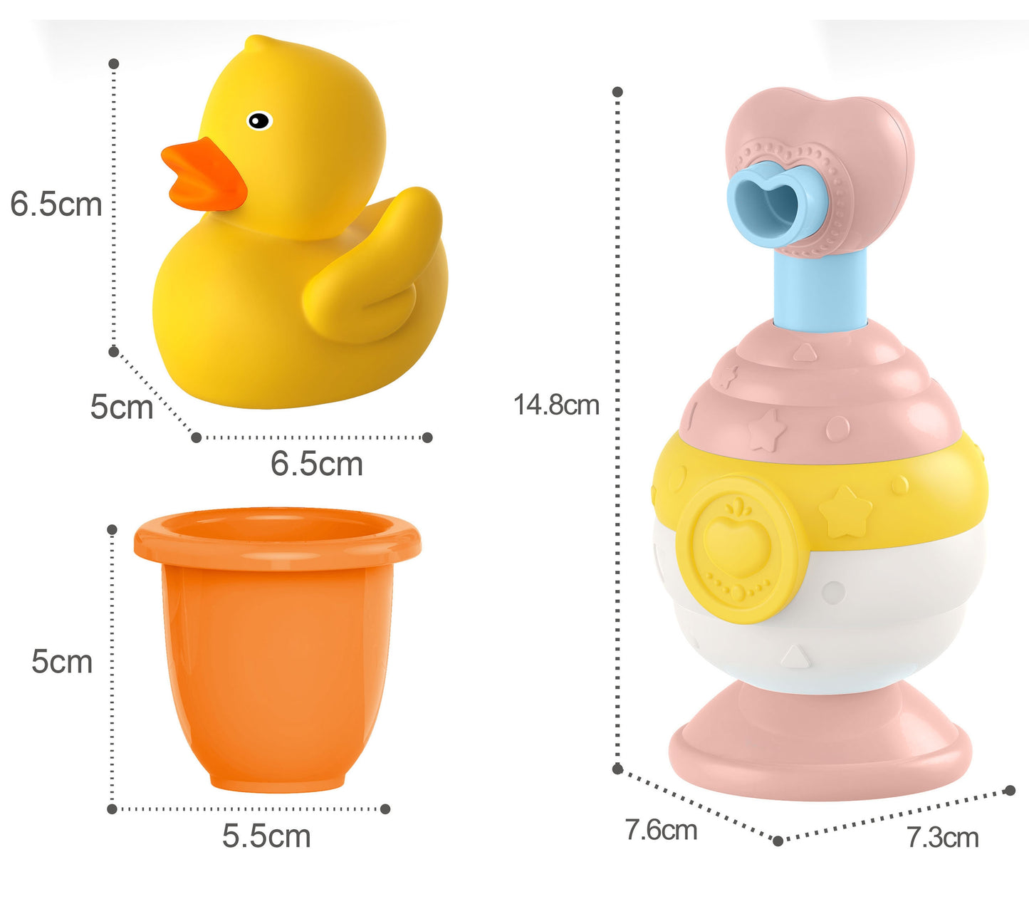 WOOPIE BABY žaislų rinkinys maudynėms: puodelis, antis ir muilo dozatorius – vaizdas 7