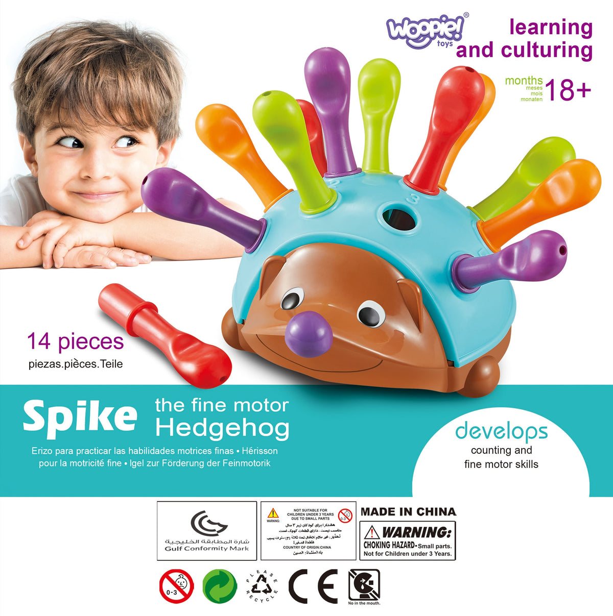 WOOPIE Ežiukas Rūšiuoklis Montessori 4in1 – Skaičiai ir Spalvos
