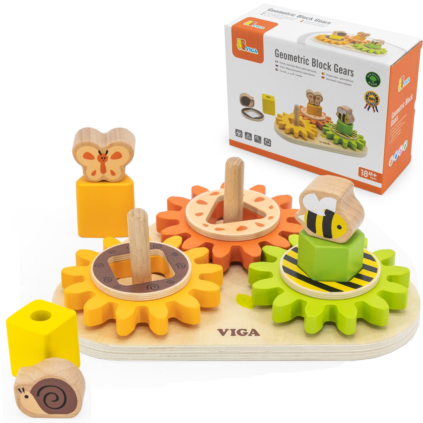 VIGA Medinis rūšiuoklis su krumpliaračiais „Formos ir mechanizmai“, pagrindinis vaizdas su mediniais elementais – pagrindinis vaizdas