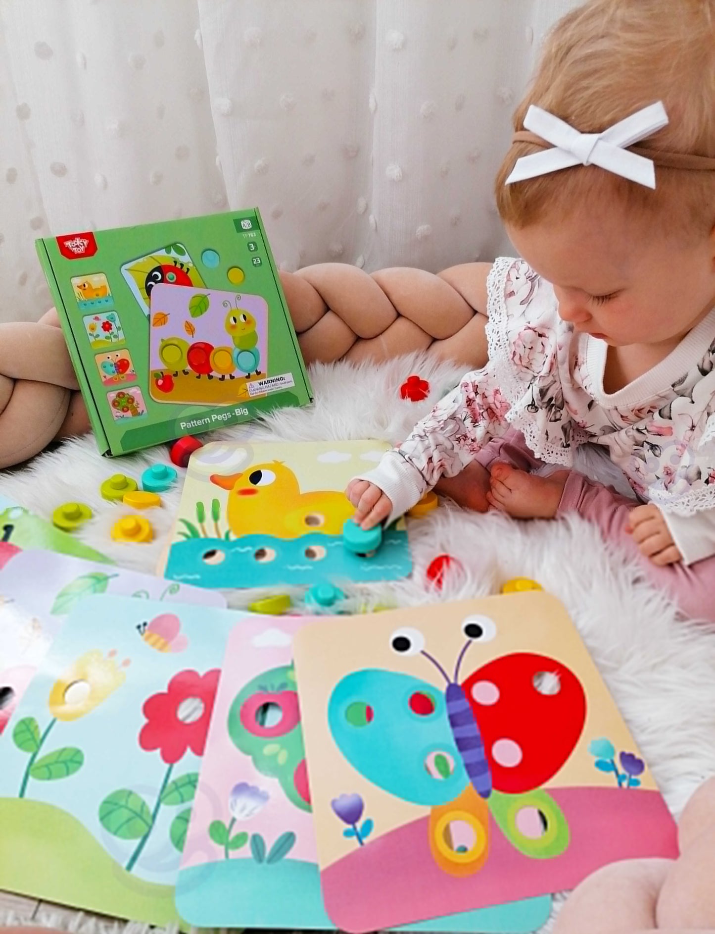 TOOKY TOY Medžiaginė mozaika vaikams: formų ir spalvų derinimas su gyvūnais + medinės lentelės – vaizdas 3
