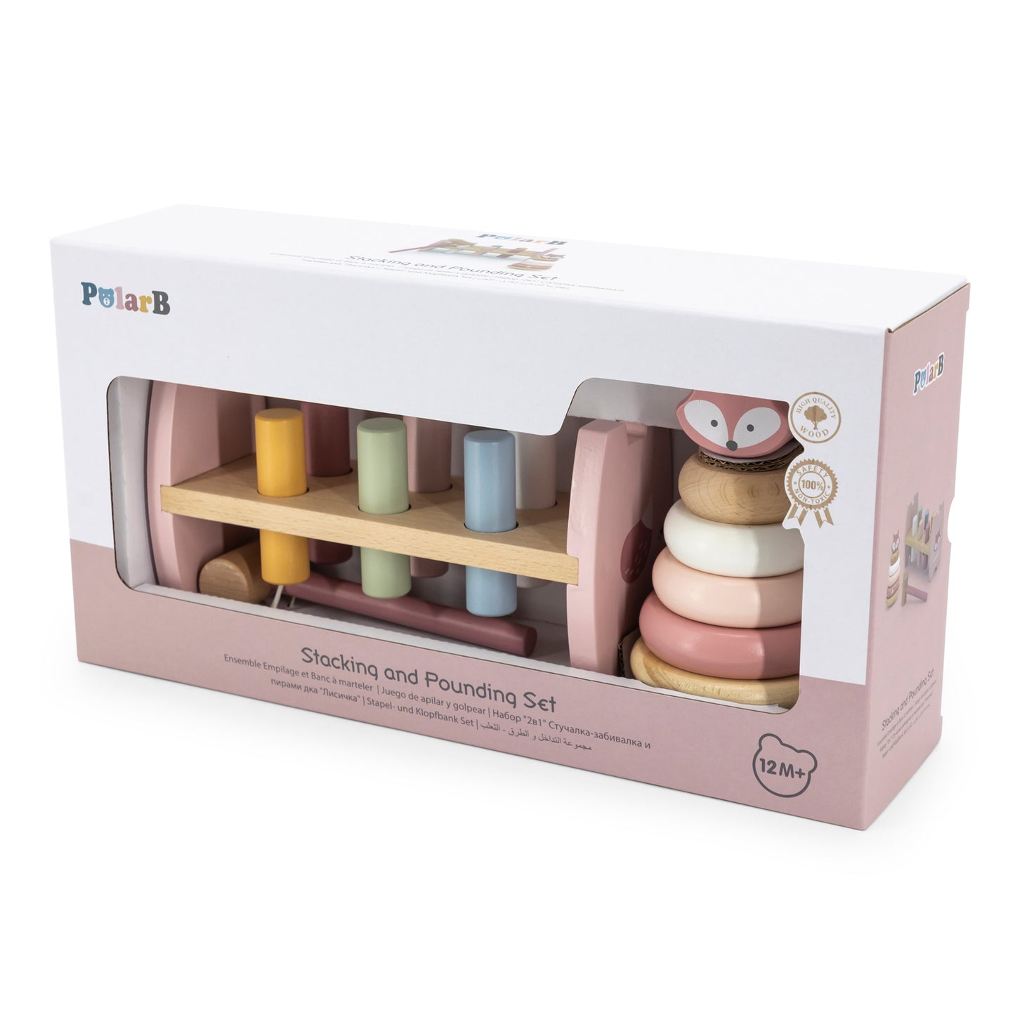 VIGA PolarB medinė piramidė su plaktuku „Lapiukas“ – Montessori žaislas – vaizdas 3