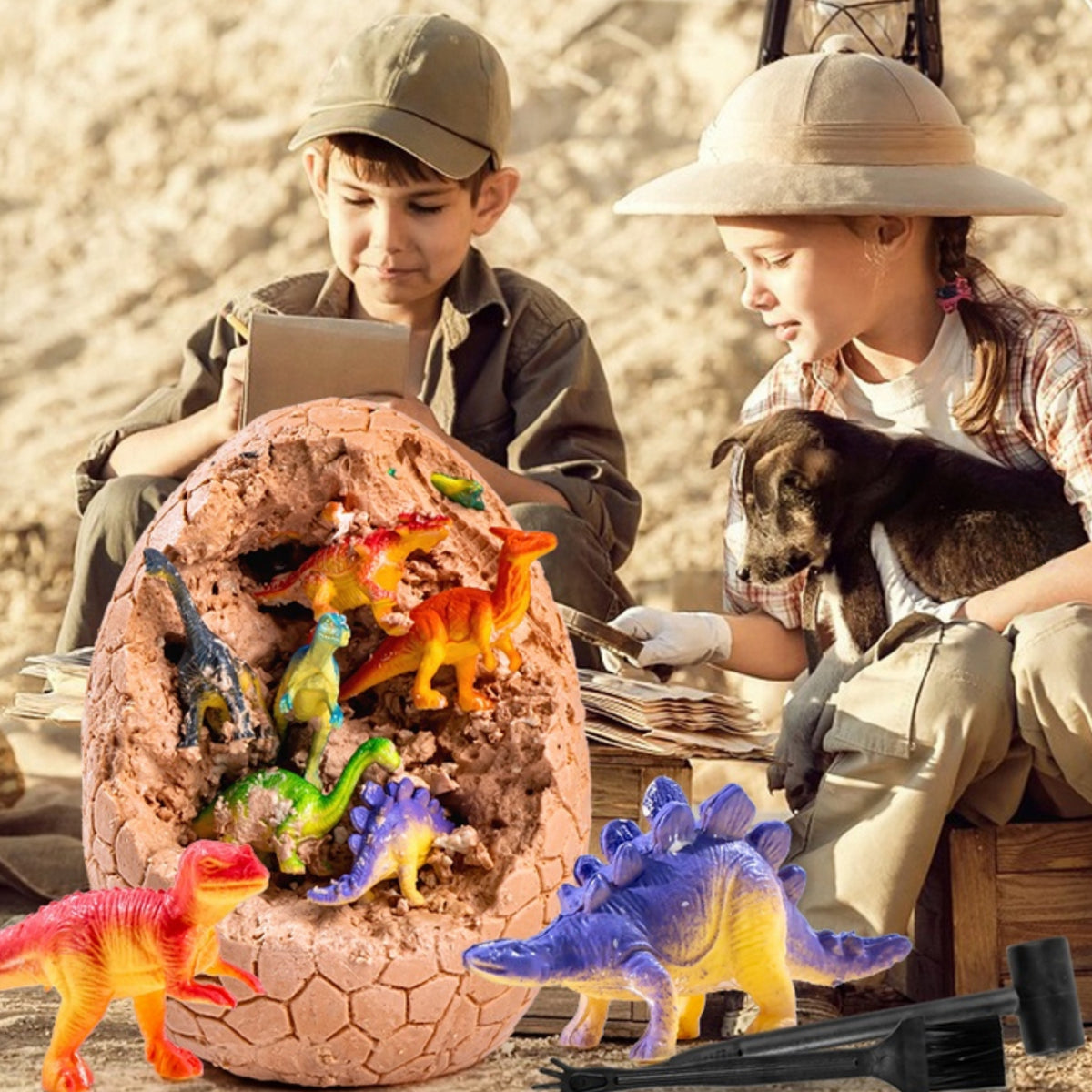 WOOPIE Dinozaurų Kiaušinio Iškasenų Rinkinys - 12 Dinozaurų