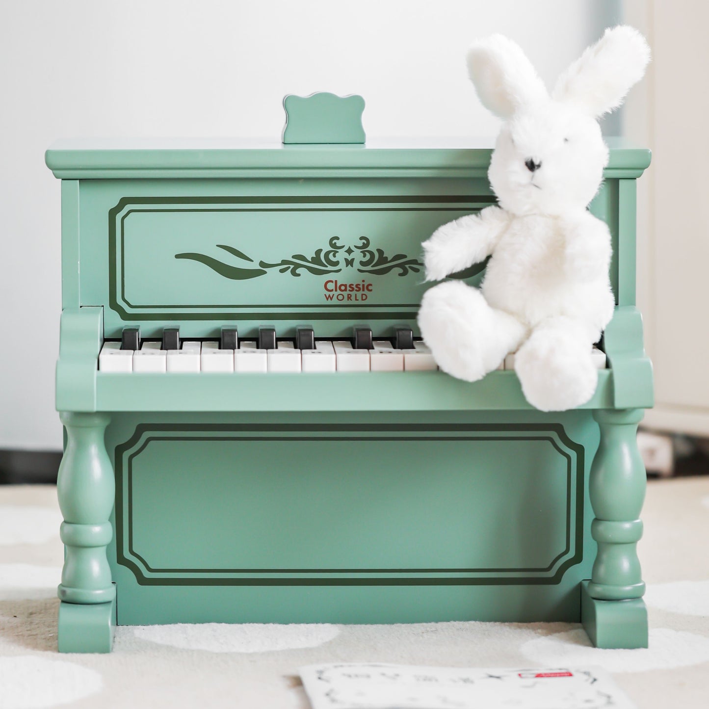 Classic World Vintažinis Medinis Pianinas Vaikams su Mokymosi Knyga