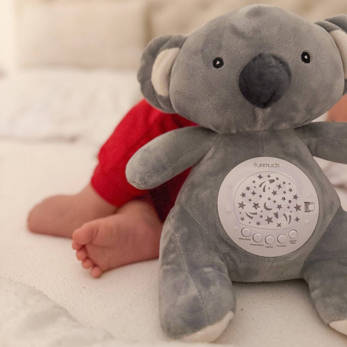 WOOPIE BABY Šviečiantis Baltasis Lokys su Projektoriumi ir Muzika