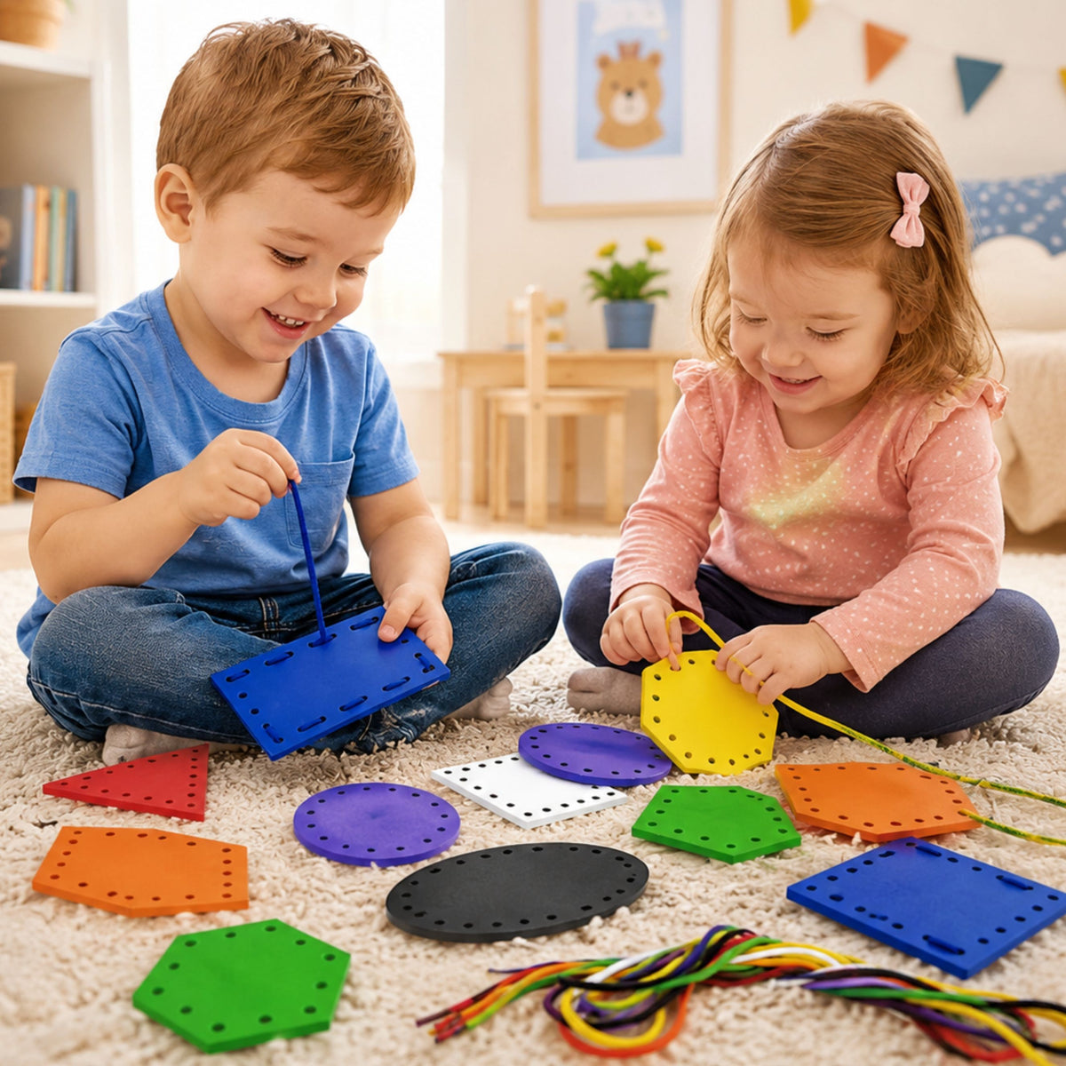 VIGA Medinės formos vėrimui – Montessori lavinamasis žaislas