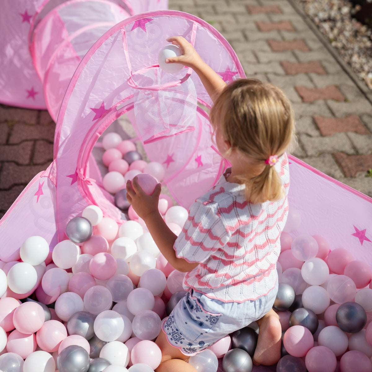 WOOPIE 3-in-1 Princesės pilies palapinė su tuneliu ir baseinu XXL