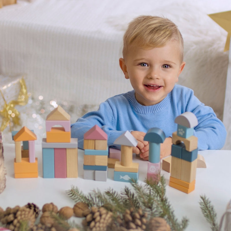 Medinių kaladėlių rinkinys, 60 vnt, Viga PolarB – vaizdas 3