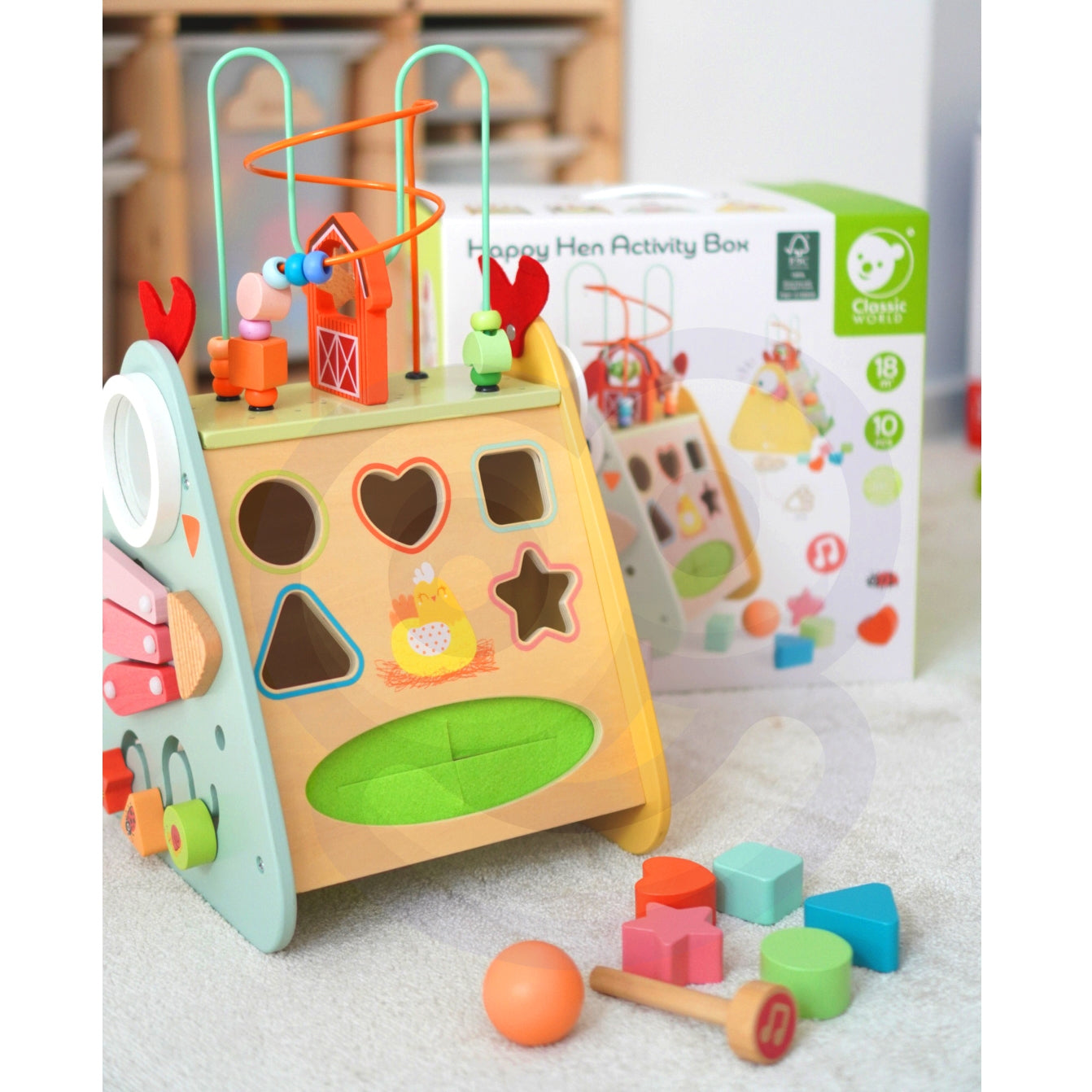 CLASSIC WORLD Montessori 10-in-1 edukacinis kubas „Laimingas ūkis“ XXL – vaizdas 2