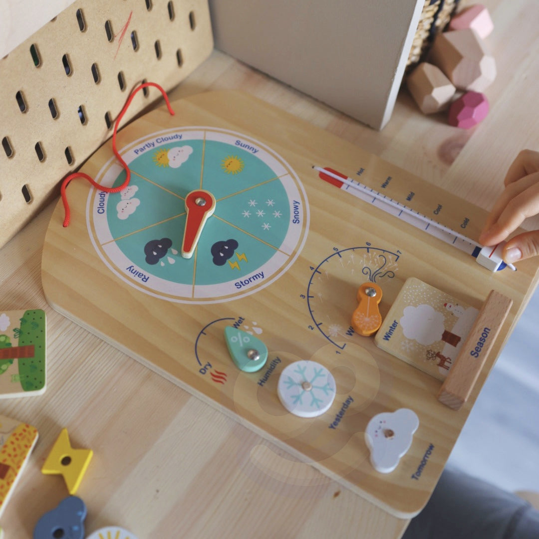 Tooky Toy edukacinis Montessori rinkinys 6in1: dėlionė, skaitliukai ir orų lenta, vaikams nuo 3 metų – vaizdas 9