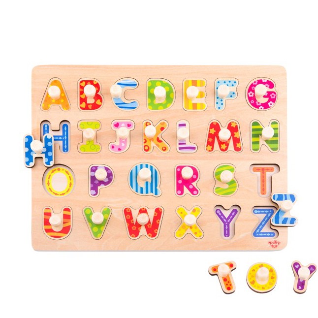 TOOKY TOY Montessori raidžių dėlionė su rankenėlėmis, 27 dalys