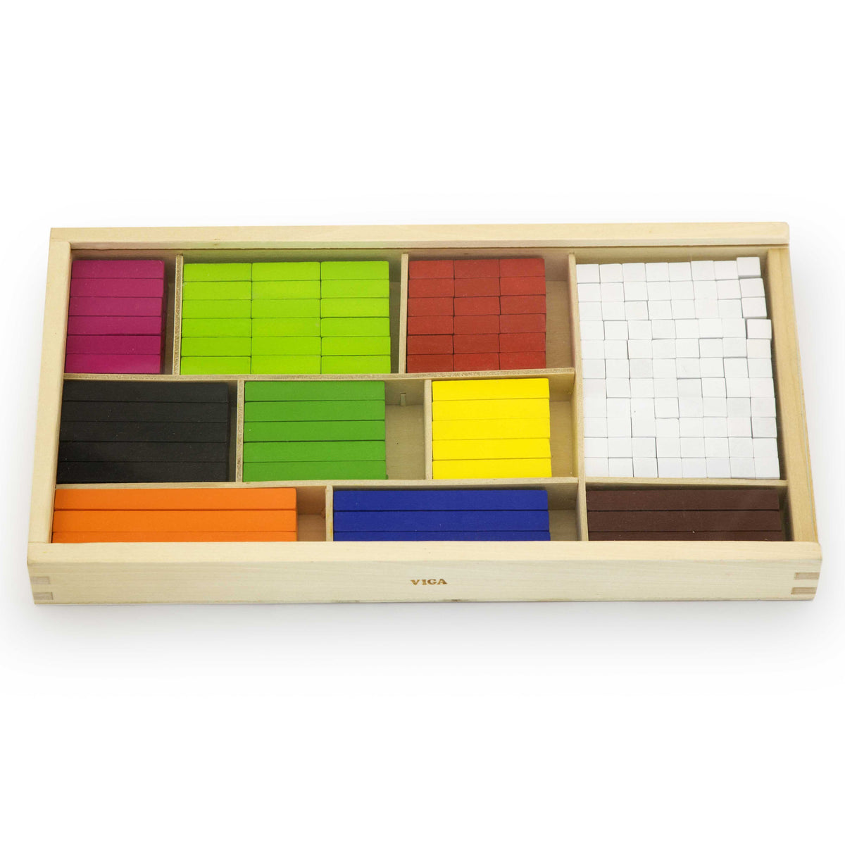 VIGA Medinės Skaičiavimo Lazdelės Cuisenaire 308 dalys