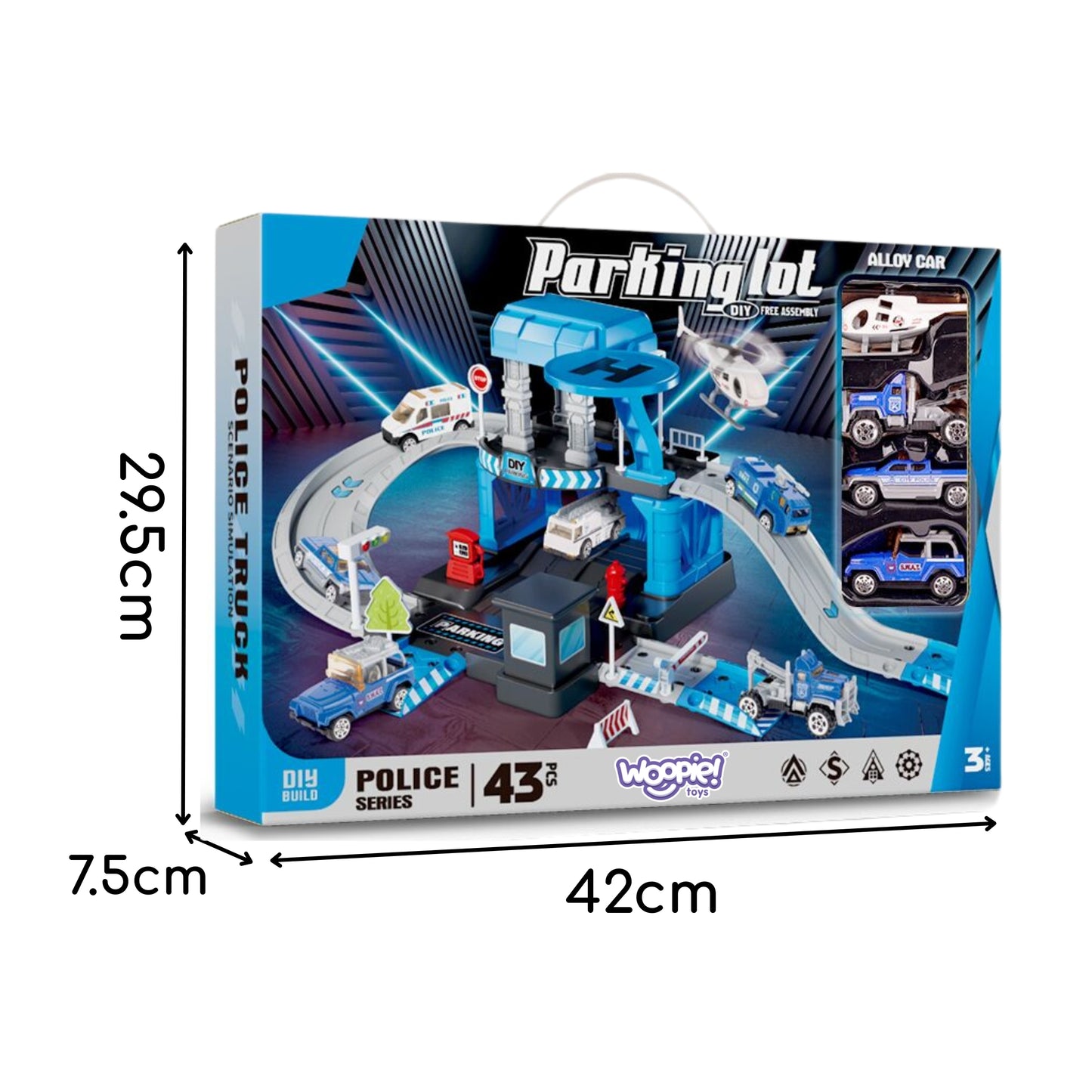 WOOPIE Policijos nuovados garažo ir stovėjimo aikštelės rinkinys, 43 dalys – vaizdas 4