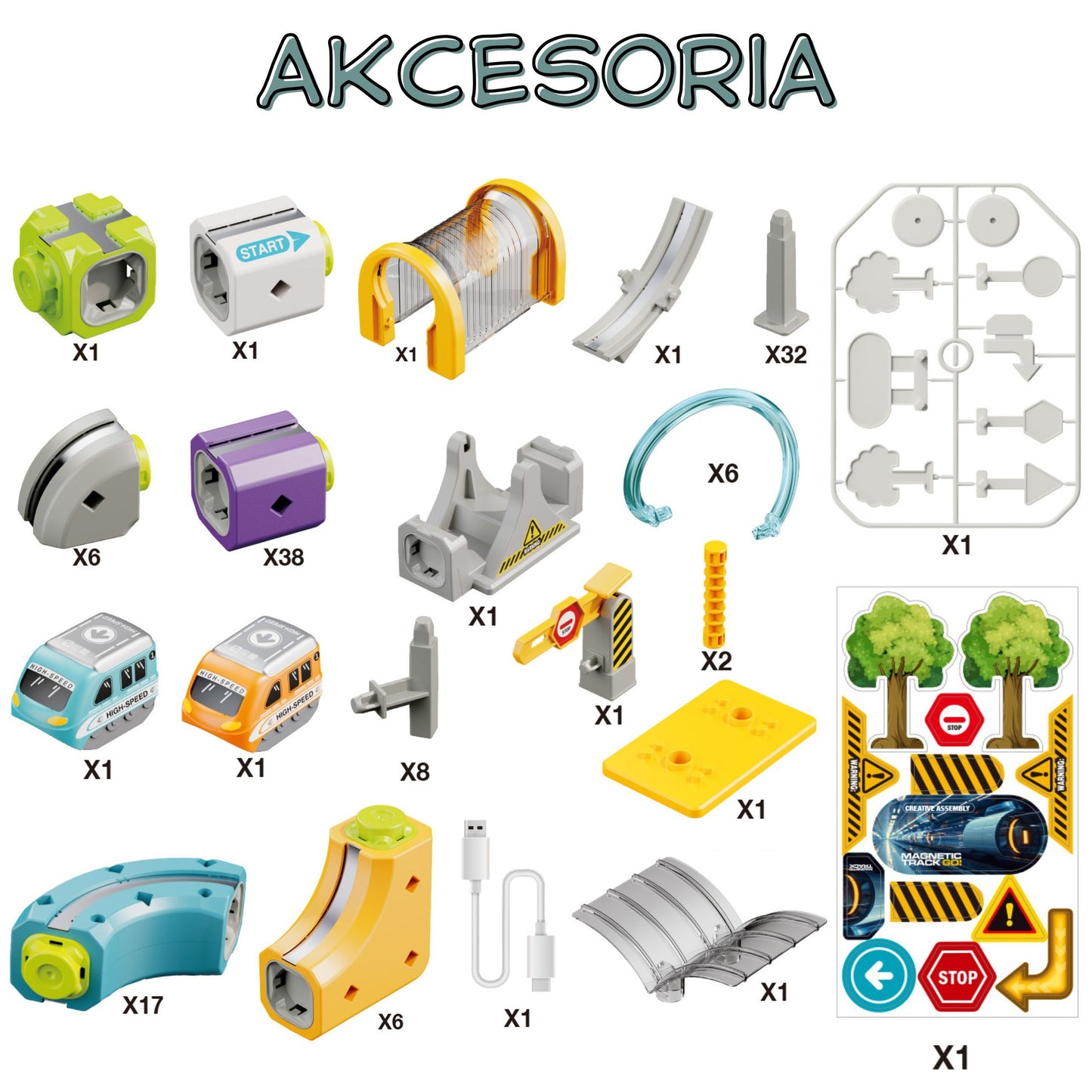 WOOPIE Magnetinė Traukinio Trasa Konstruktorius STEM 126 vnt.