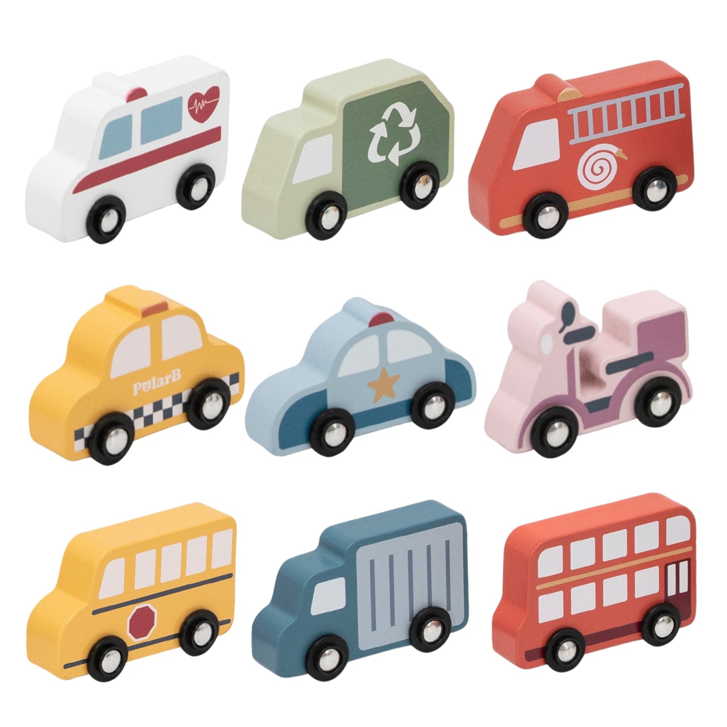 VIGA Medinių Miesto Transporto Priemonių Rinkinys 9 vnt.