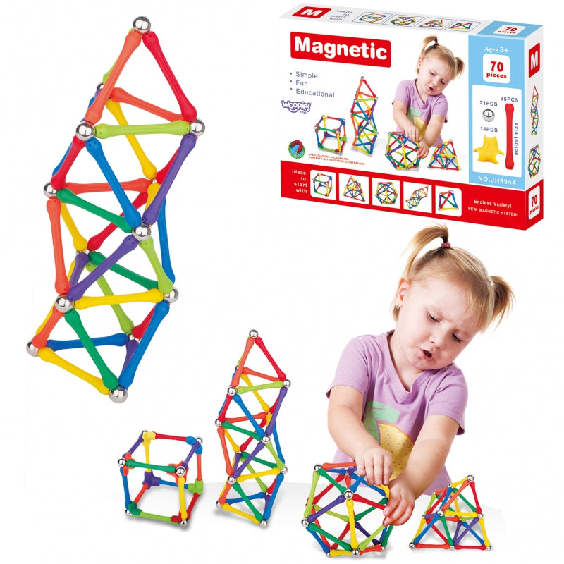 WOOPIE Magnetiniai Konstrukciniai Blokai Creative Puzzle 70 vnt.