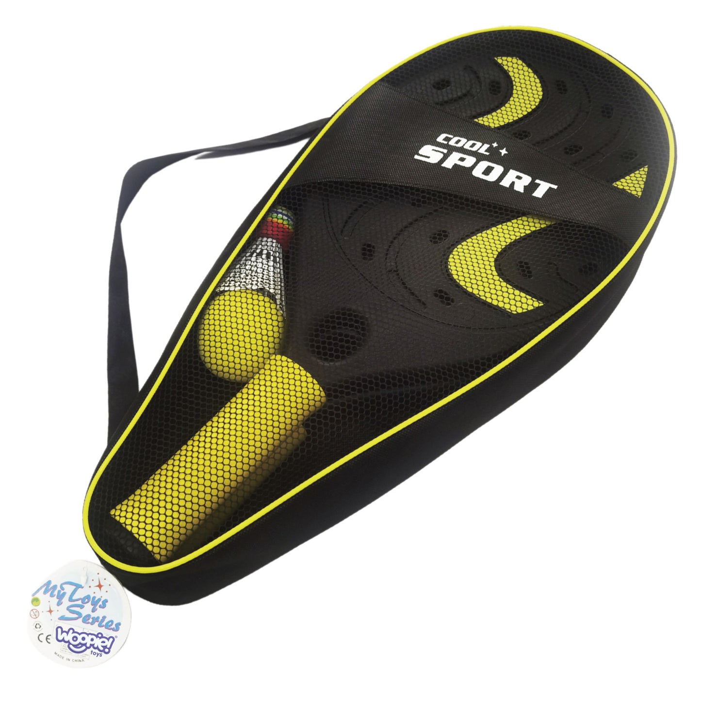 WOOPIE Raketės su putplasčio kamuoliu ir badmintono plunksnine – paplūdimio/sodo rinkinys – vaizdas 3