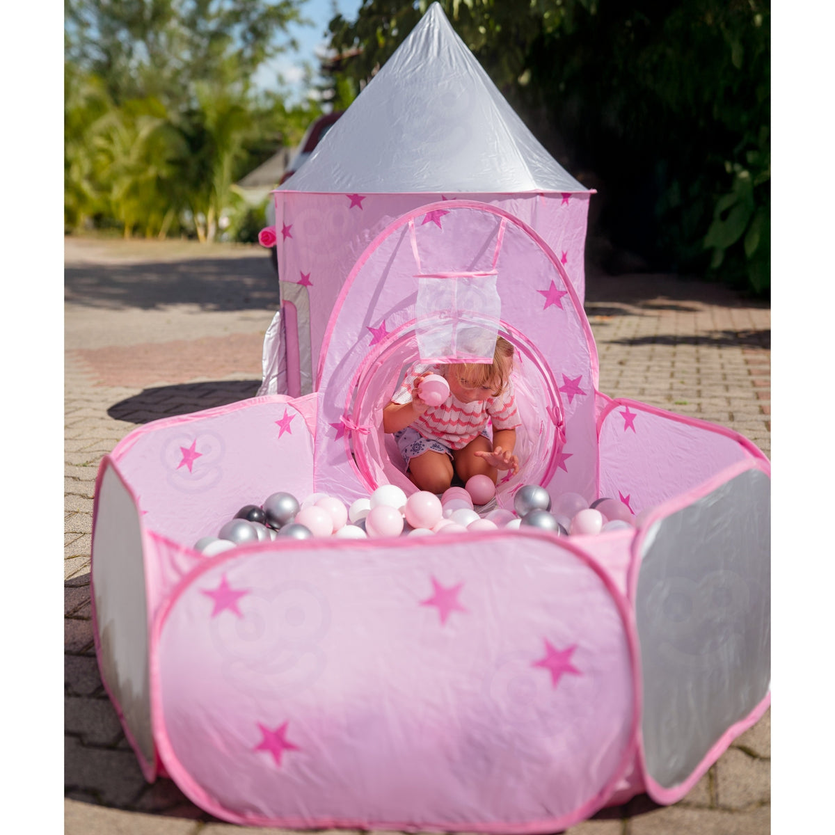 WOOPIE 3-in-1 Princesės pilies palapinė su tuneliu ir baseinu XXL