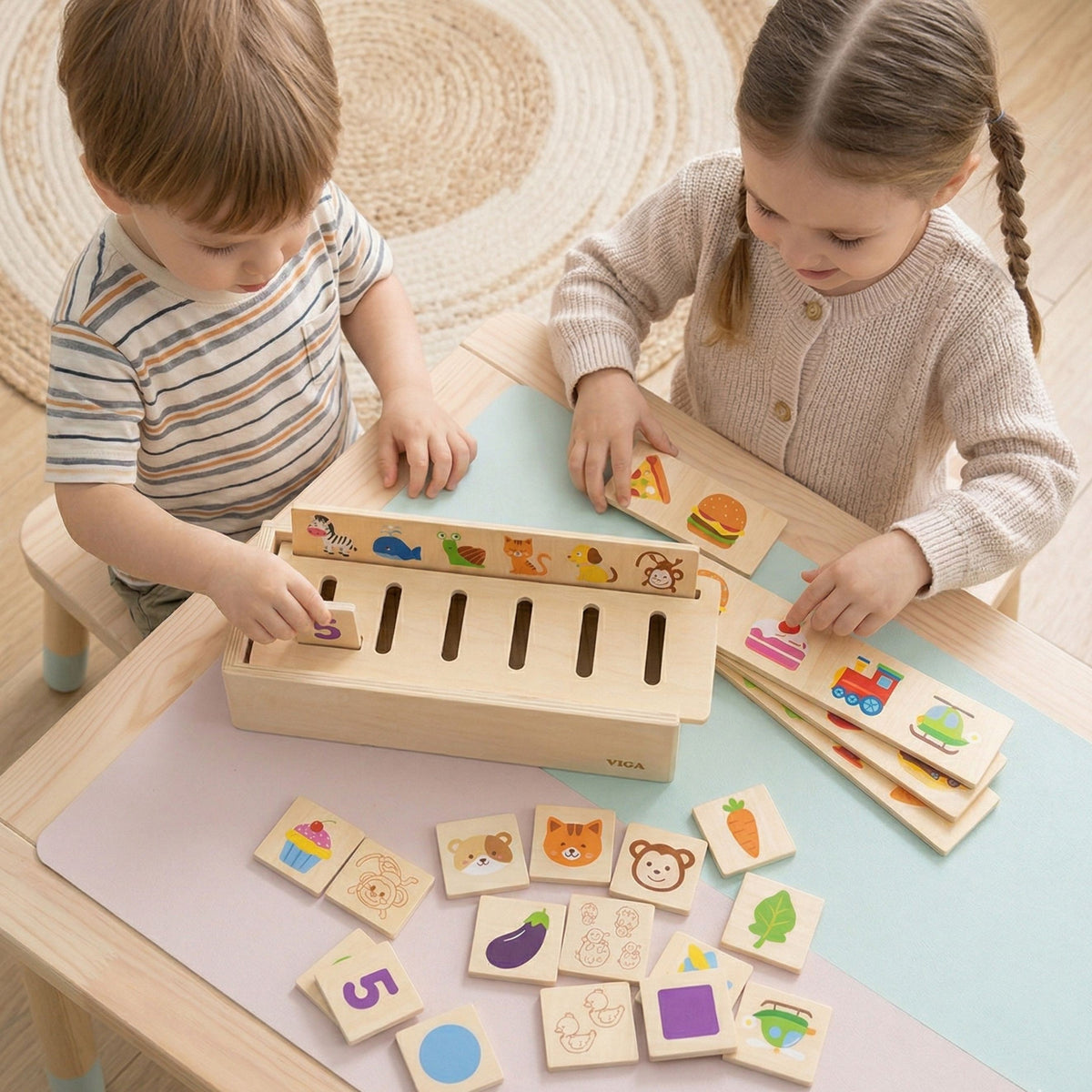 VIGA Medinis Rūšiuoklis – Gyvūnai Vaisiai Daržovės Montessori