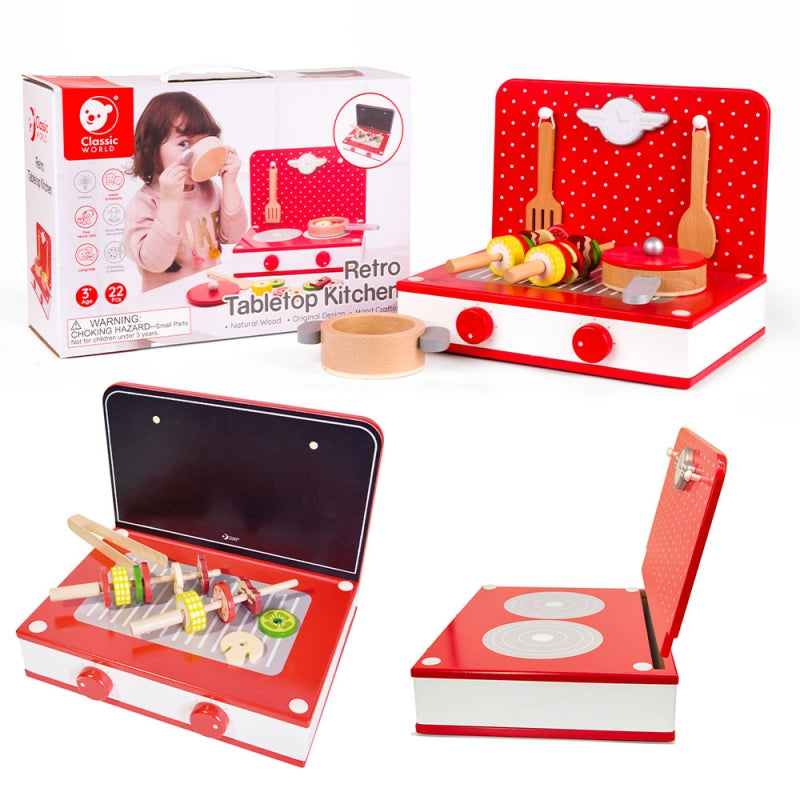 CLASSIC WORLD Medinė virtuvė 2in1 Grilis + Vaikiška viryklė 22 vnt – pagrindinis vaizdas