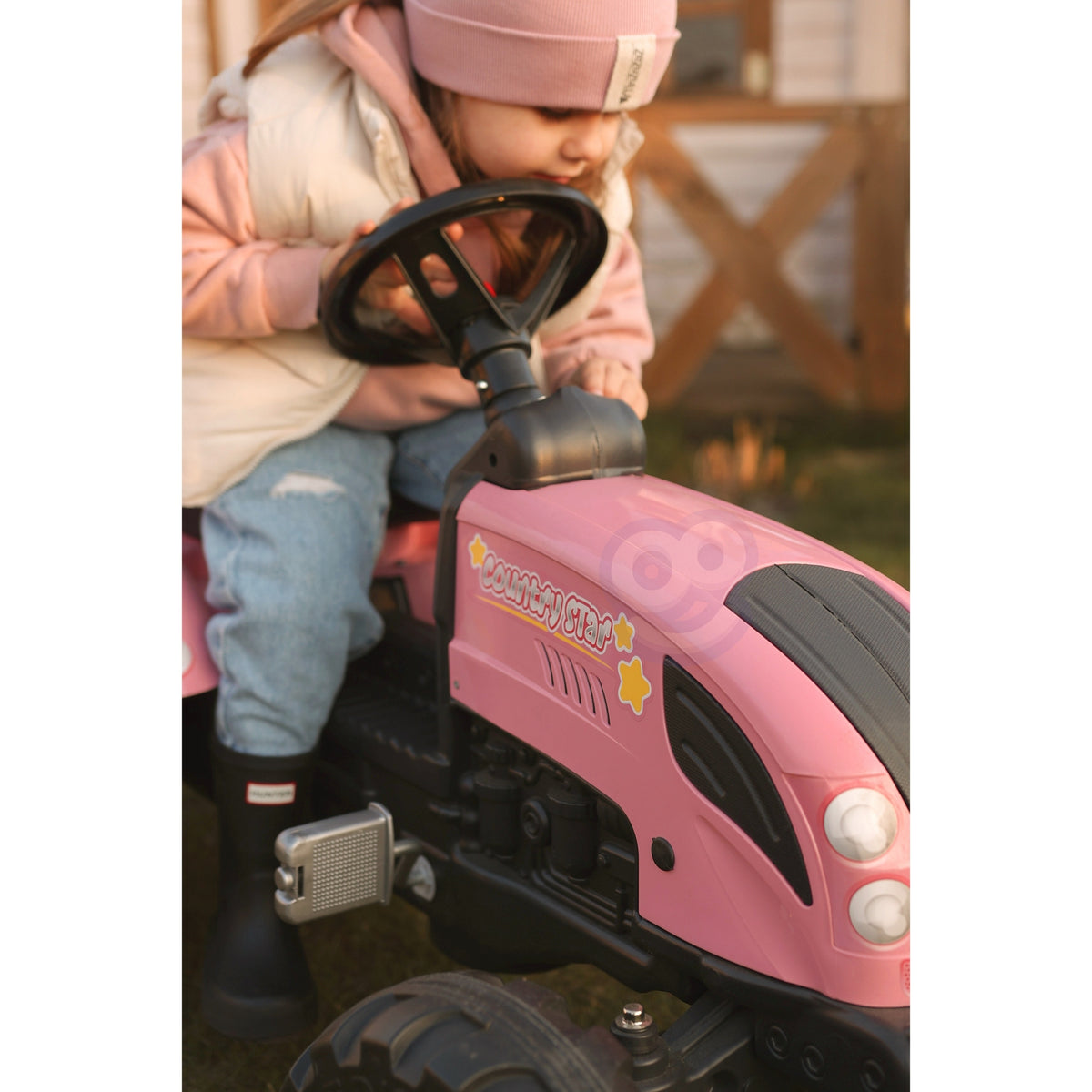 FALK Country Star rožinis minamas traktoriukas su priekaba 2-5 m.