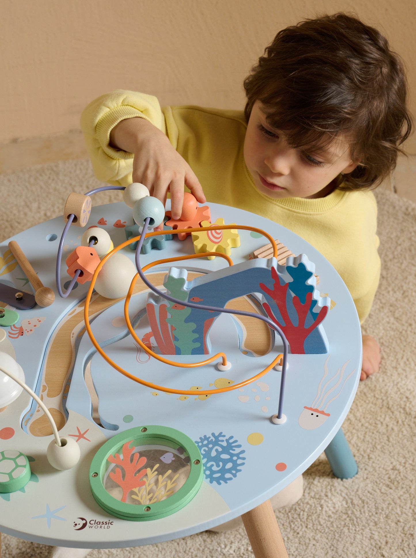 CLASSIC WORLD Medinis užsiėmimų stalas „Jūros gyvenimas“, Muzikinis ir edukacinis – vaizdas 3