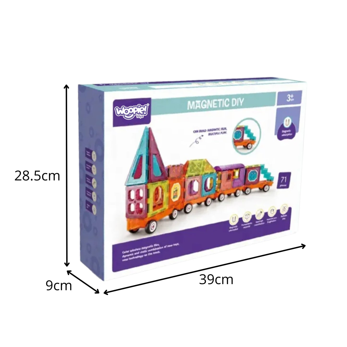WOOPIE Magnetiniai 3D Blokeliai Traukinys 71 vnt.