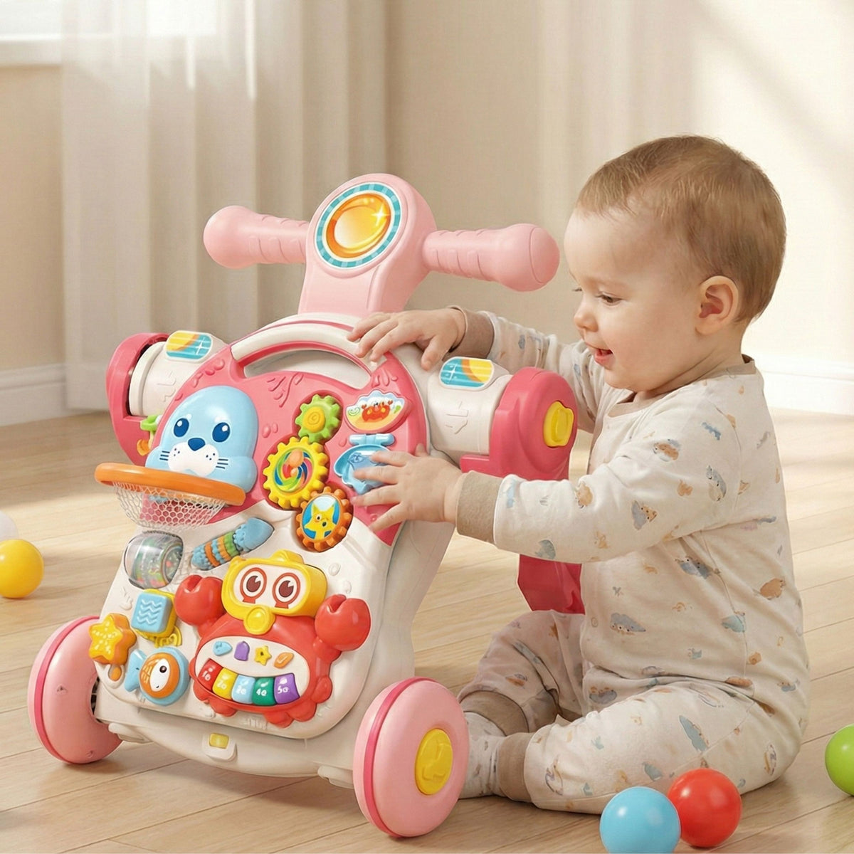 WOOPIE BABY Vaikštynė-Stumdukas 4in1 su Pažintine Lentele