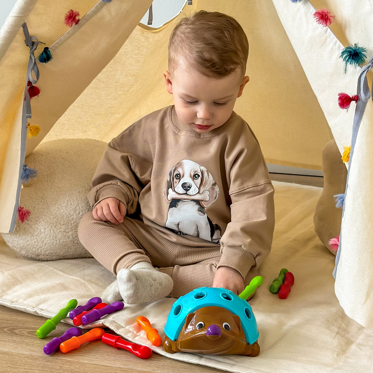 WOOPIE Ežiukas Rūšiuoklis Montessori 4in1 – Skaičiai ir Spalvos