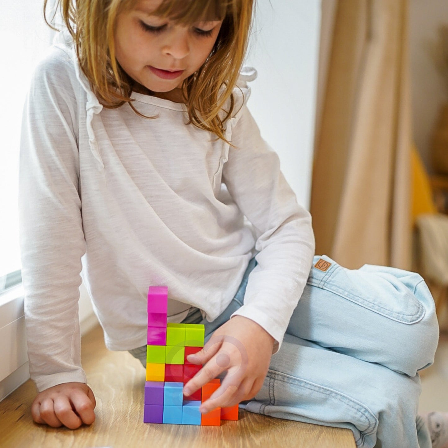WOOPIE Tetris 3D Kubų Dėlionė su Kortelių Rinkiniu 54 vnt.