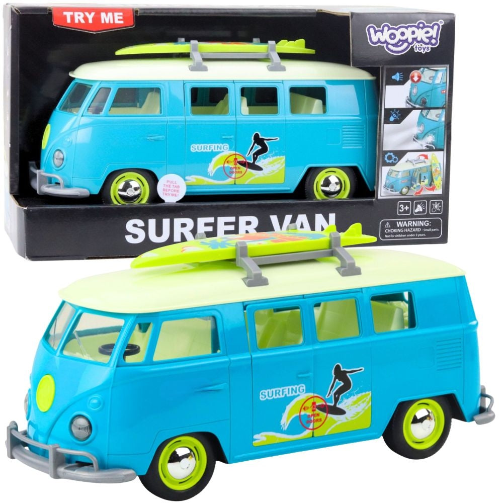 WOOPIE Klasikinis Surfingo Mikroautobusas su Šviesos ir Garso Efektais, Mėlynas Modelis – pagrindinis vaizdas