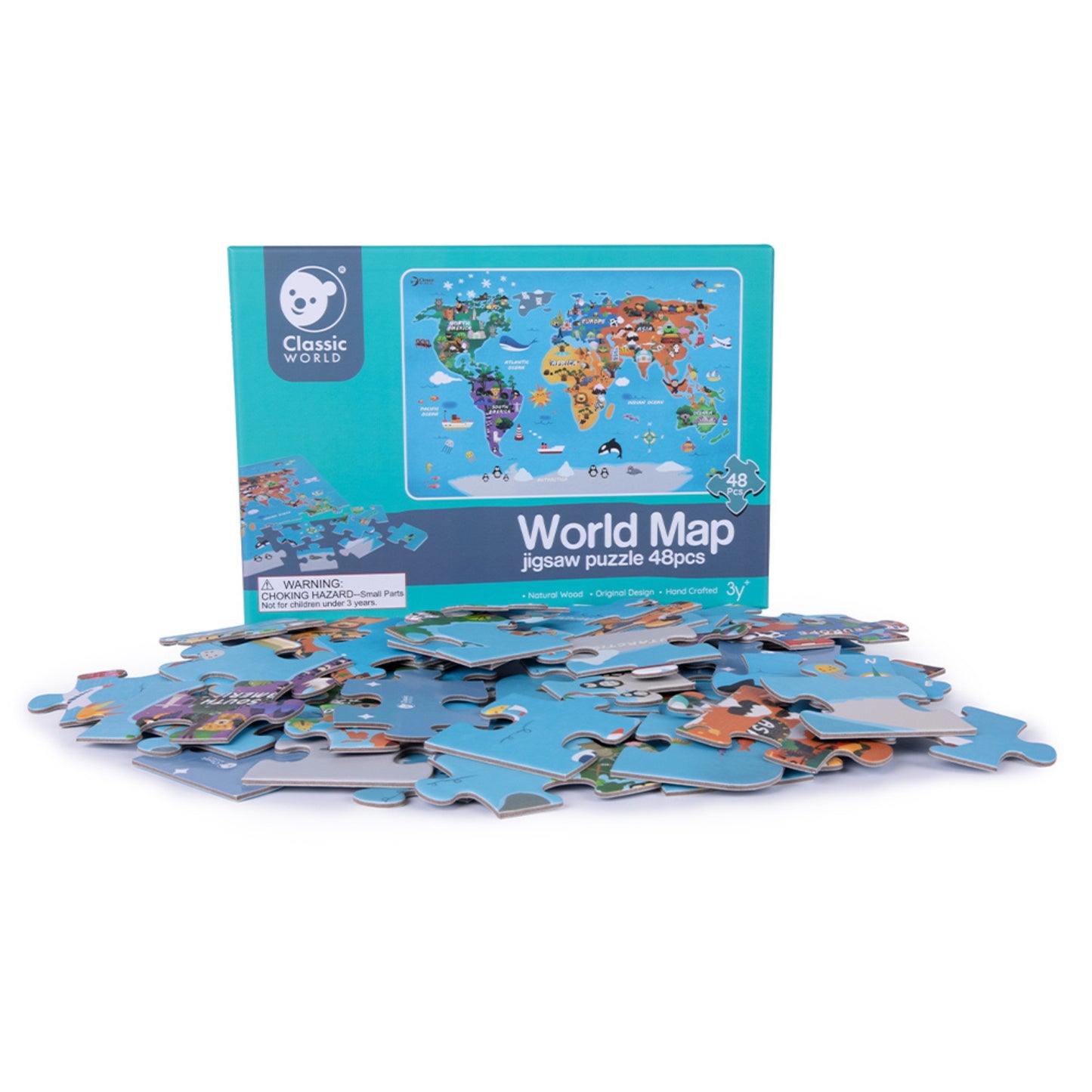 CLASSIC WORLD Medinė Pasaulio žemėlapio dėlionė – vaizdas 2
