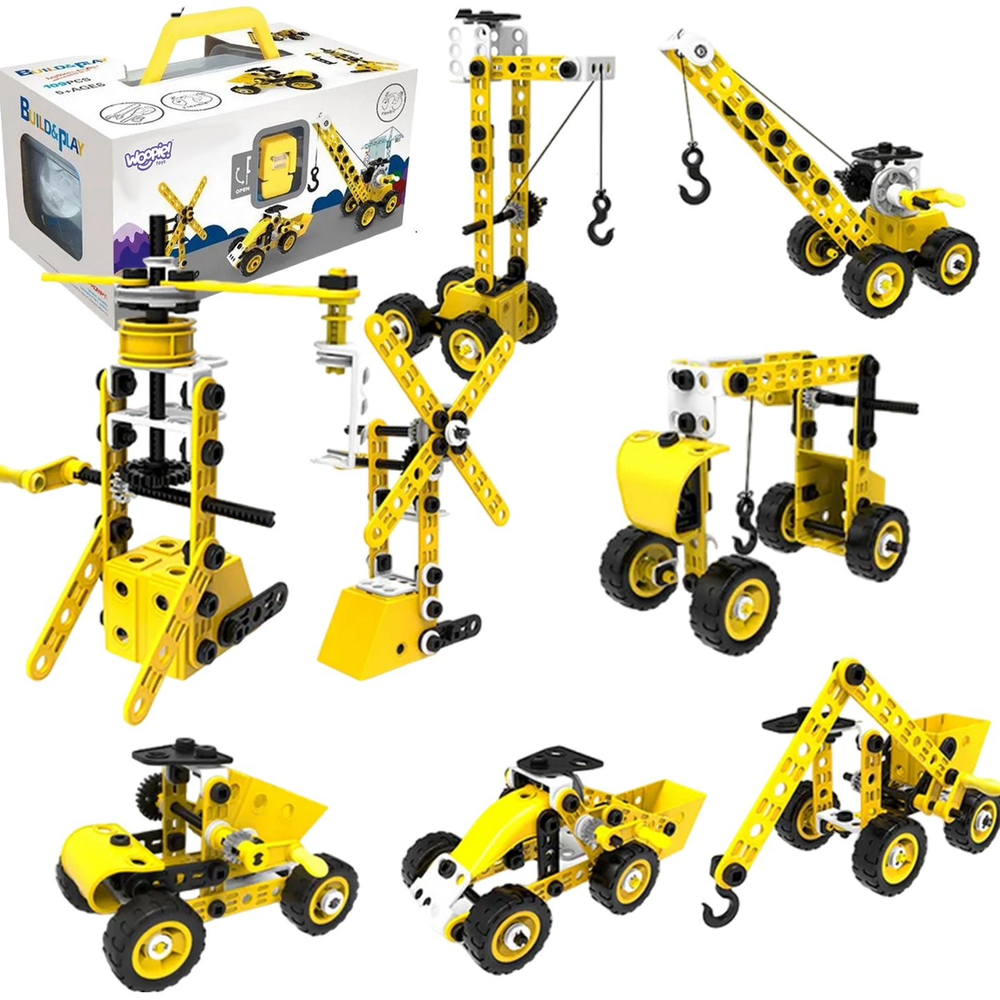 WOOPIE 8-in-1 Transporto priemonių konstruktorius STEAM 100 detalių