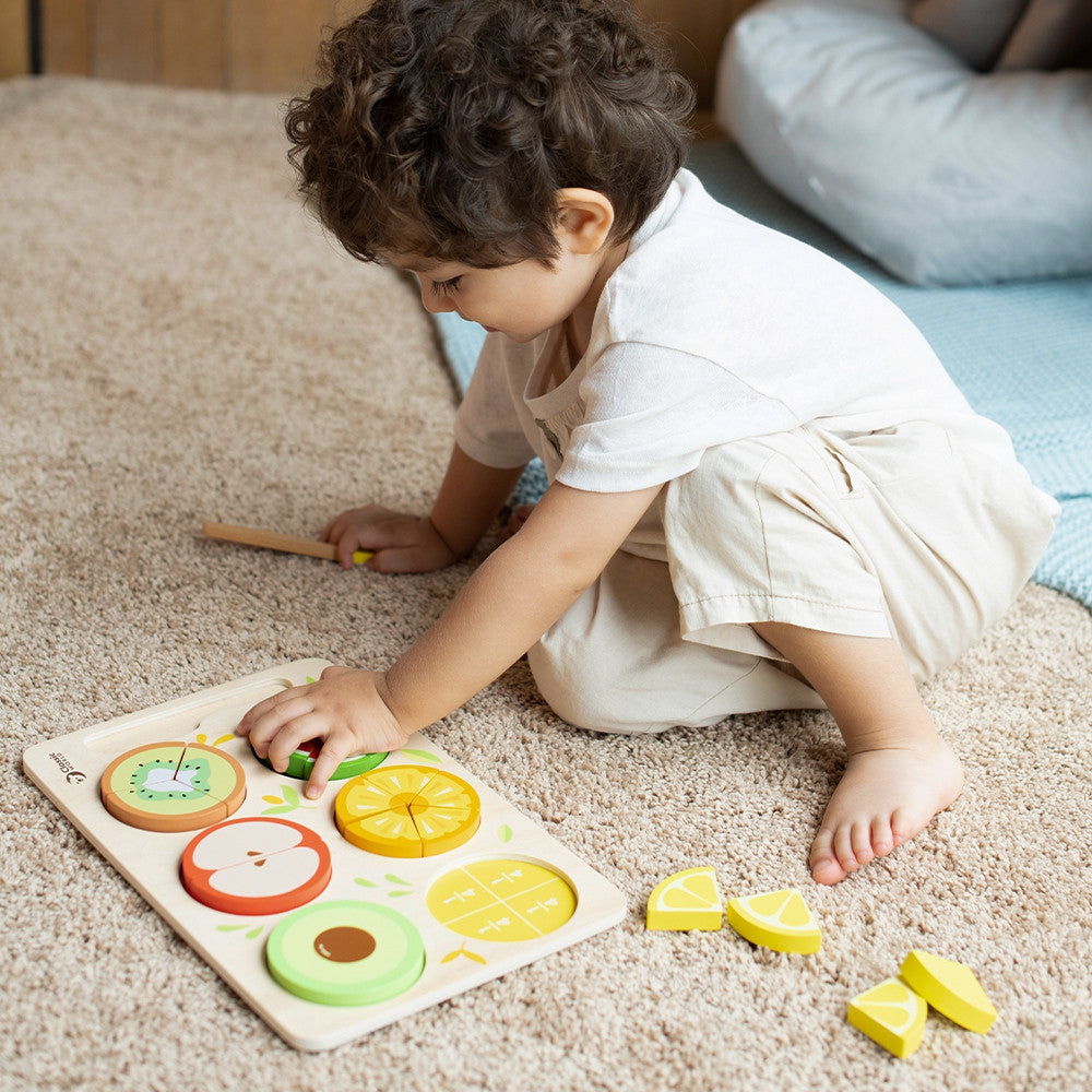 CLASSIC WORLD Medinių Vaisių Pjaustymo Rinkinys Montessori 23 vnt.
