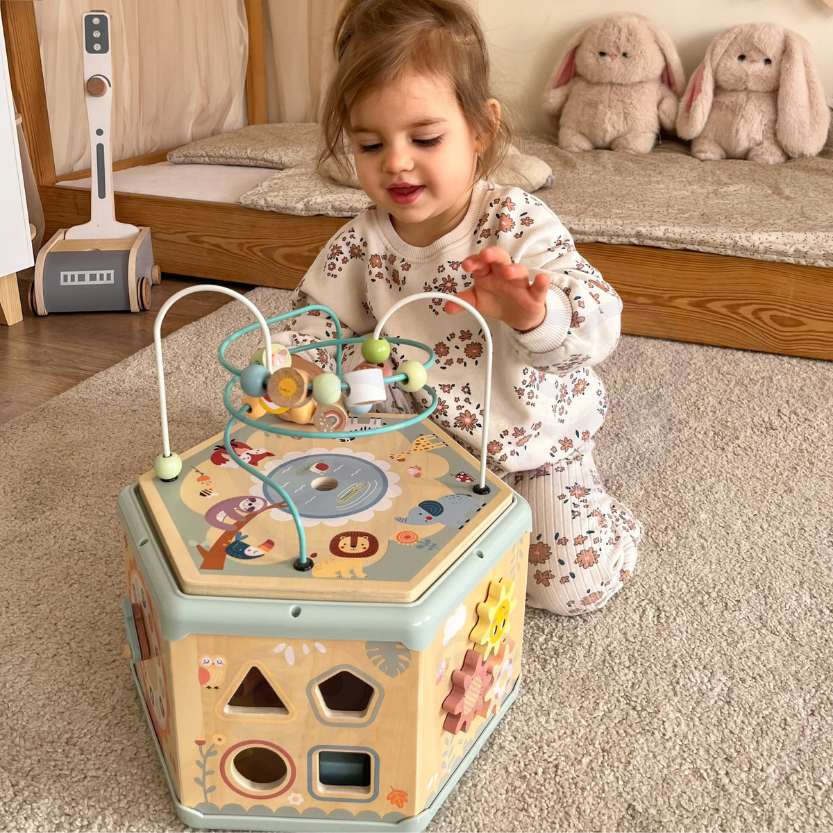 TOOKY TOY Medinė Montessori šešiakampė dėžė su veikla