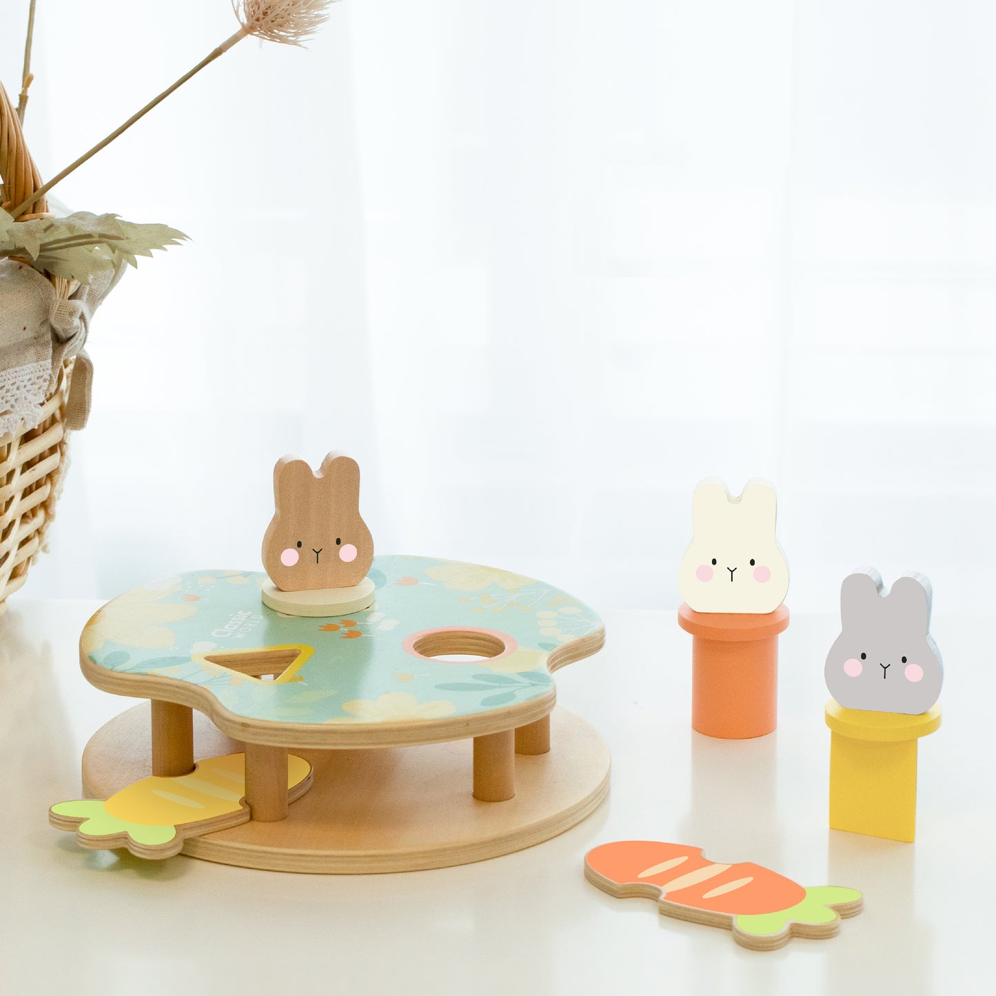 Žaidimas CLASSIC WORLD Wooden Pop Up Bunnies 12m+ – vaizdas 3
