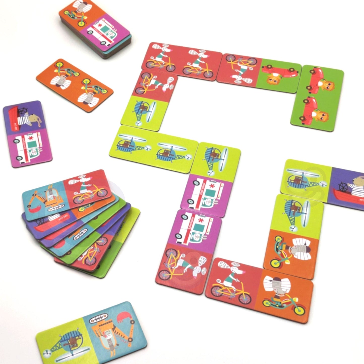 WOOPIE edukacinis žaidimas „Gyvūnų transportas“: Dėlionė / Domino (Montessori)