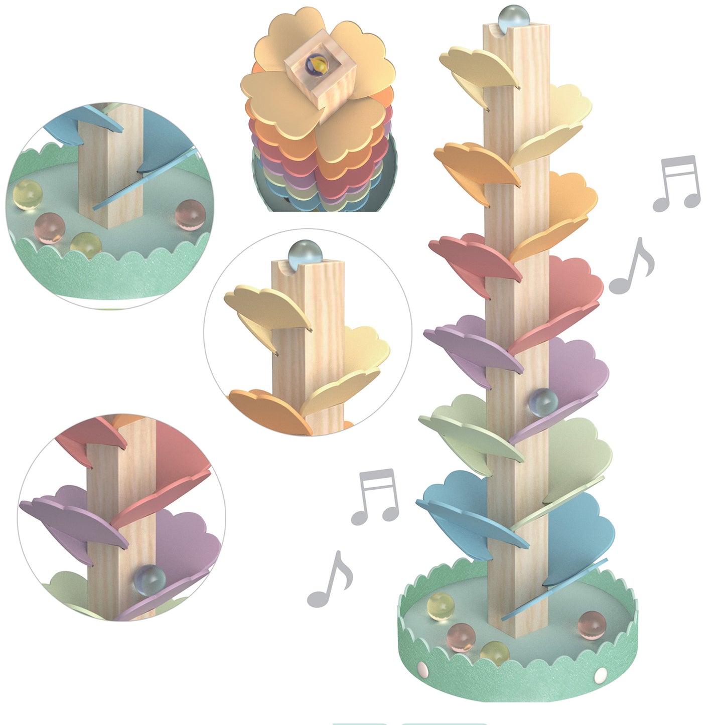 Woopie Green medinis muzikinis kulodromas „Vaivorykštės medelis“ – Montessori žaislas – pagrindinis vaizdas
