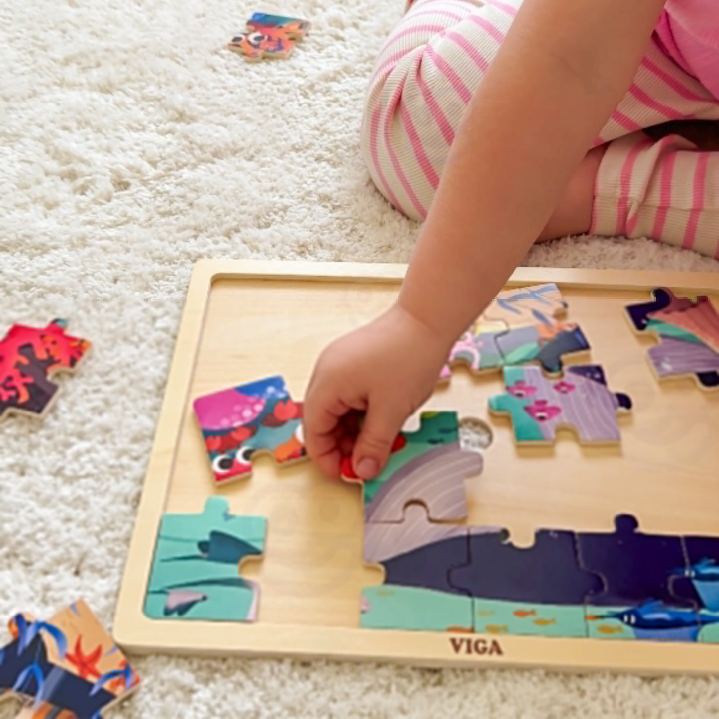 VIGA medinė 24 dalių dėlionė „Jūros paslaptys“ – vaizdas 4